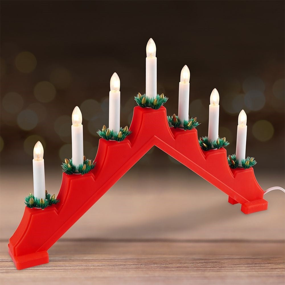 Advent Candlestick with Seven Electric Candles and Red Base