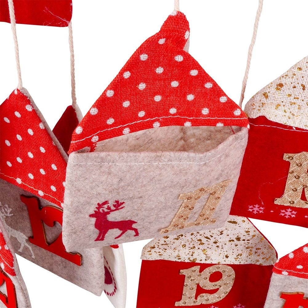 Advent calendar with 24 houses on a wooden stick