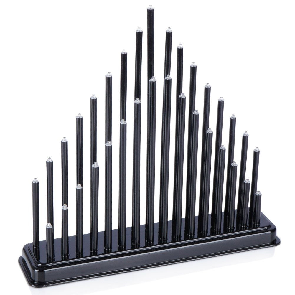 Advent candle holder with 33 LED lights in black, battery operated