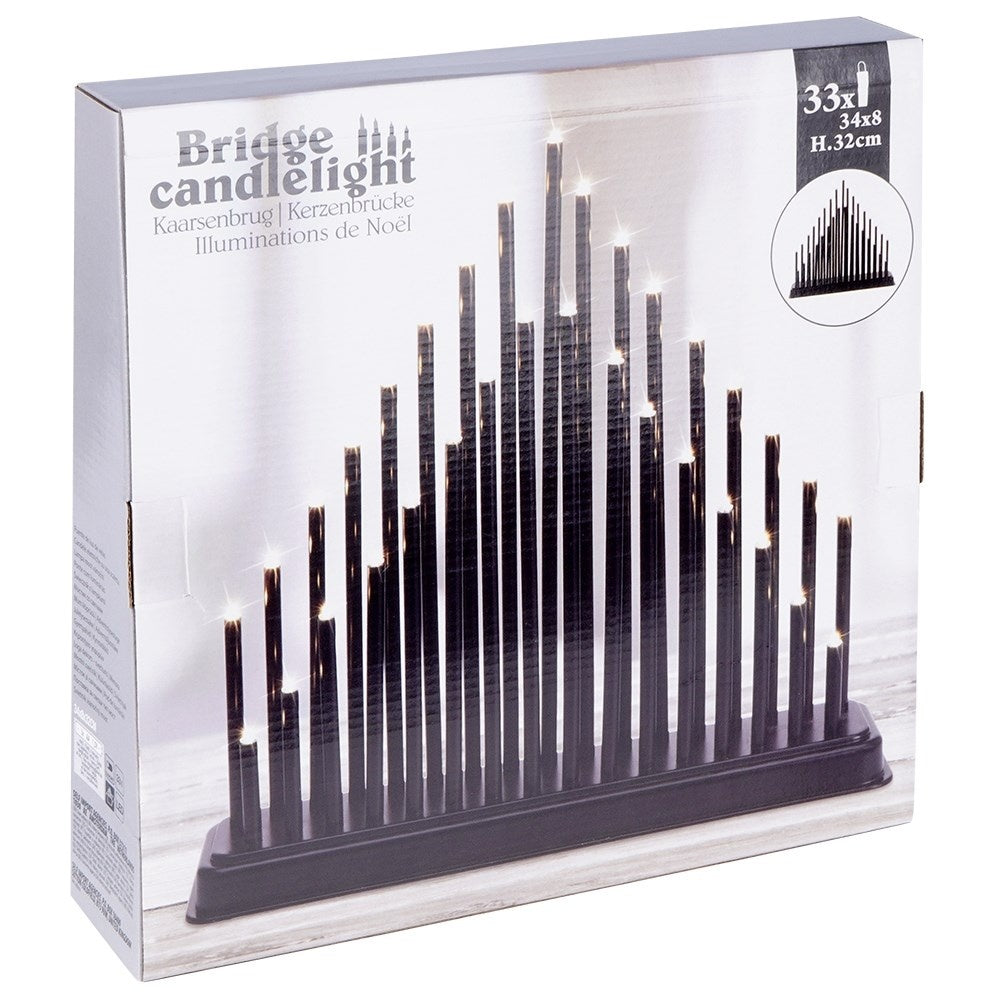 Advent candle holder with 33 LED lights in black, battery operated