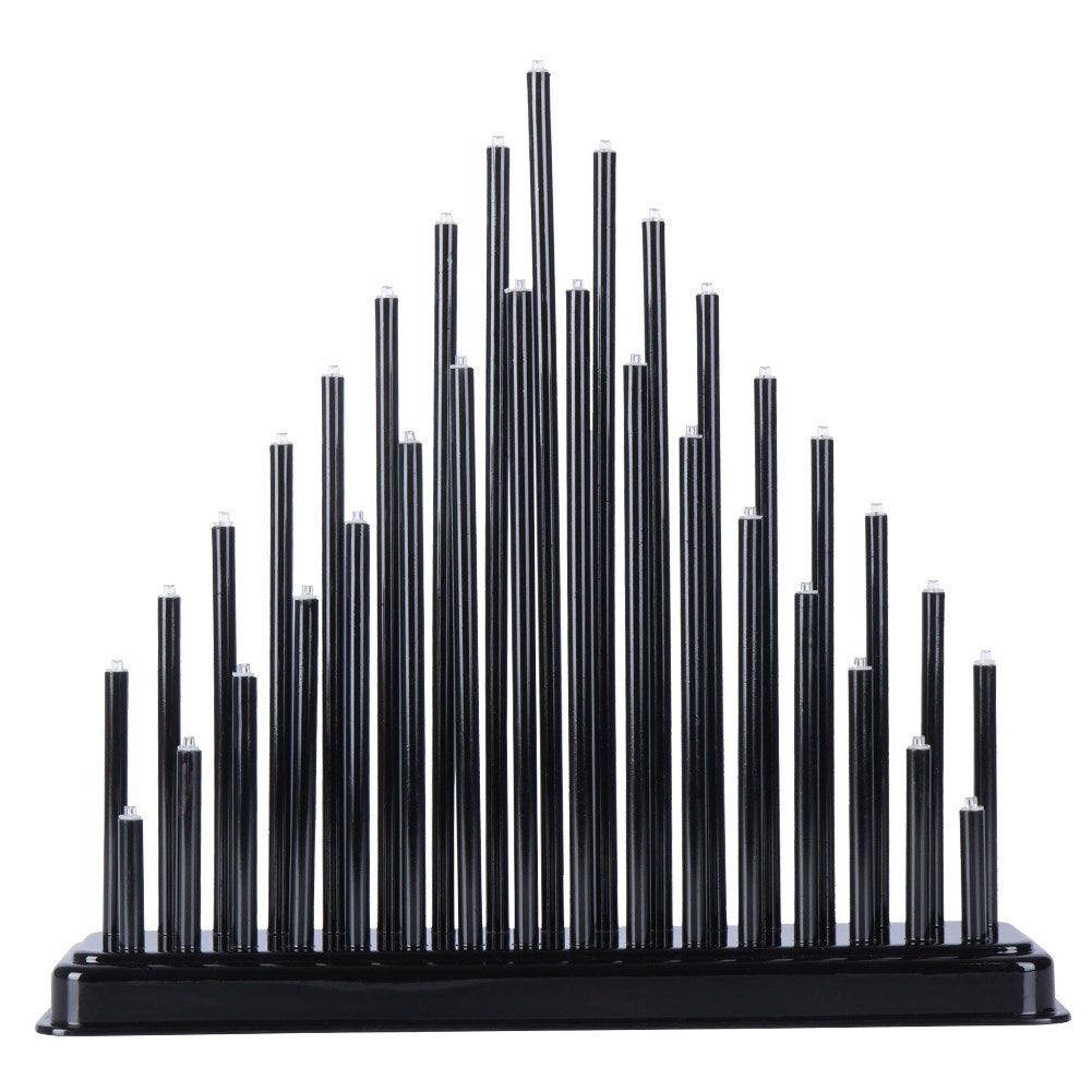 Advent candle holder with 33 LED lights in black, battery operated