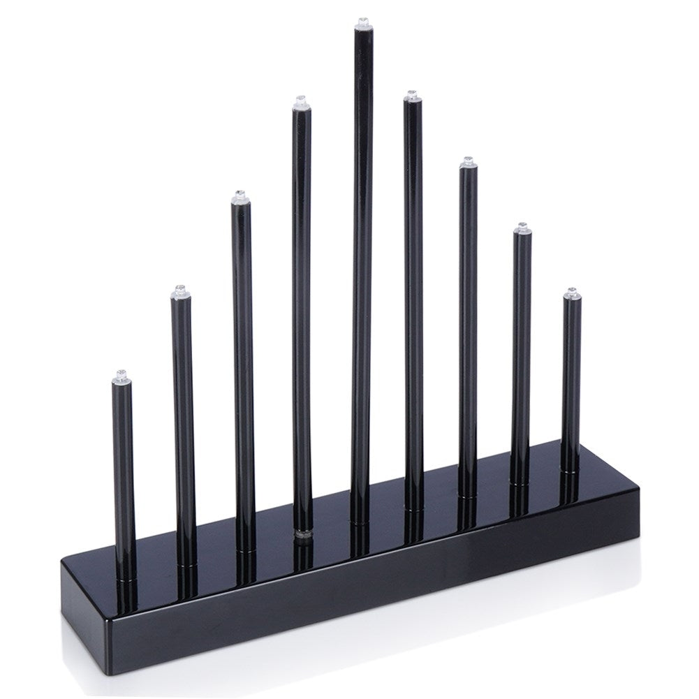 Advent candle holder with 9 LED lamps in black plastic