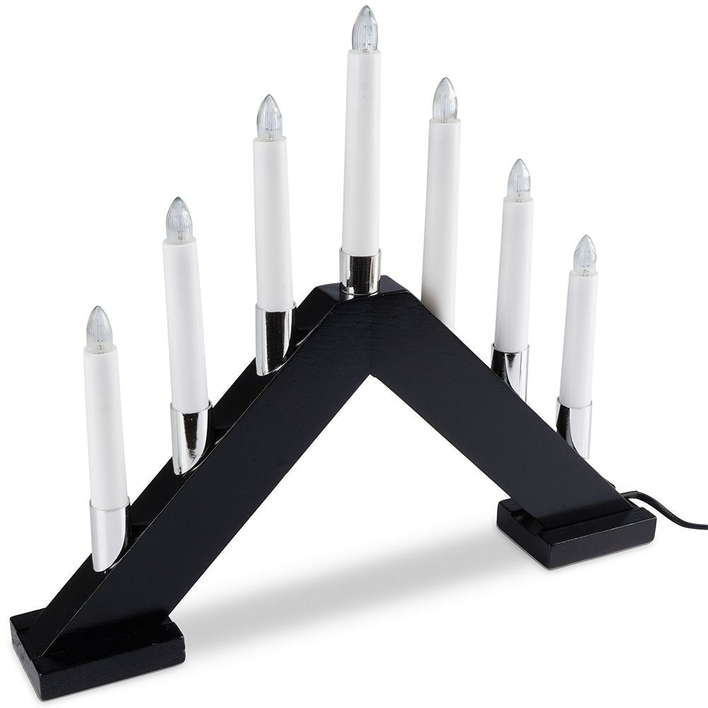Advent candlestick with Seven LED lights and Black Wooden Base