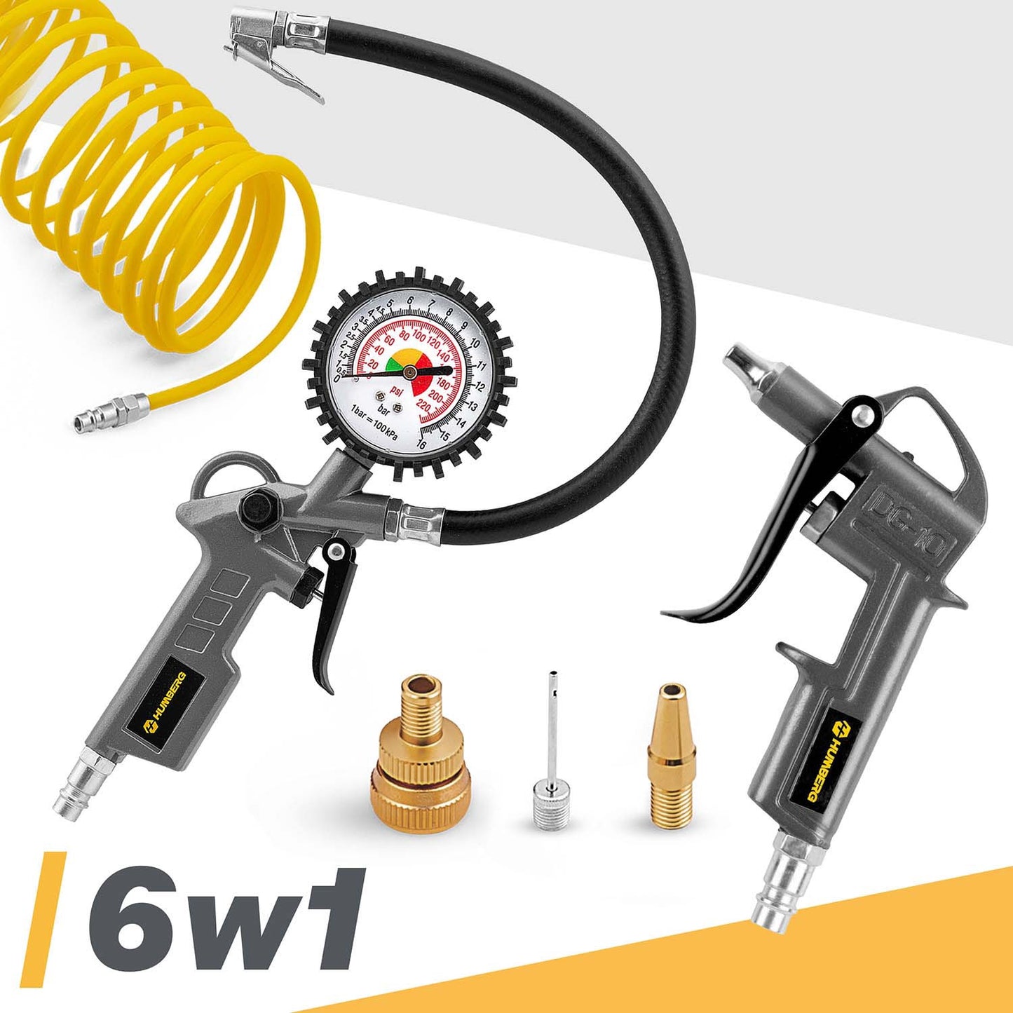 Air Compressor Tool Kit, 6-Piece Set for Versatile Use