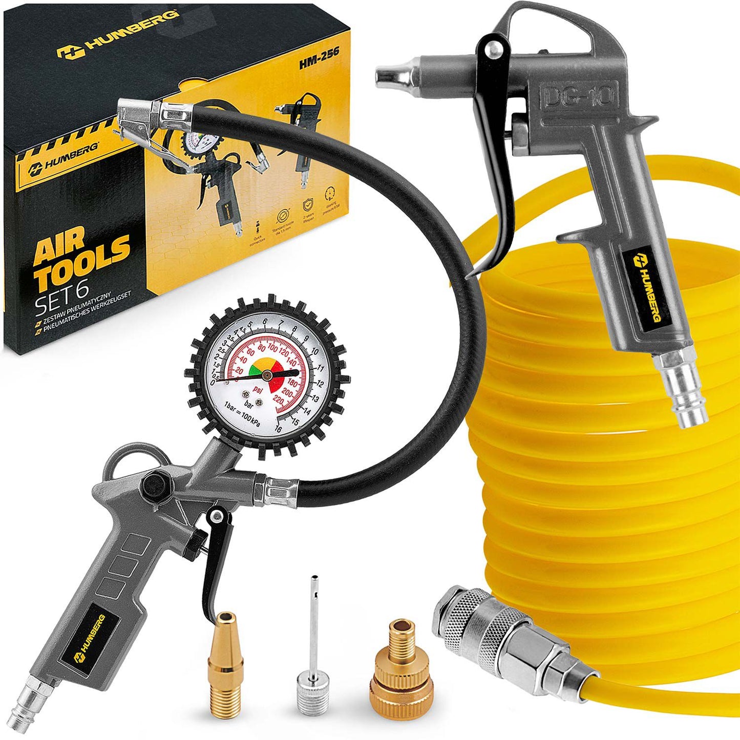 Air Compressor Tool Kit, 6-Piece Set for Versatile Use