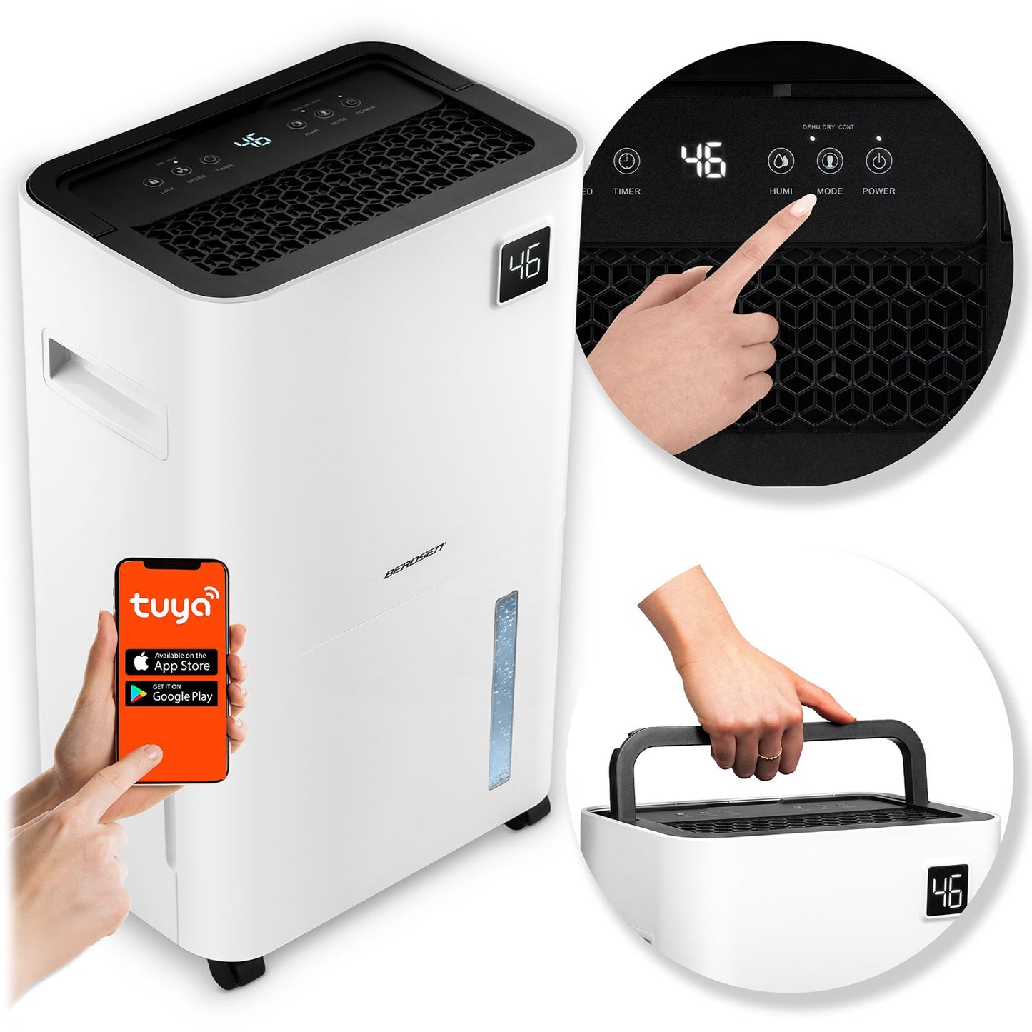 Air Dehumidifier with Wi-Fi, 20L/Day Capacity, White