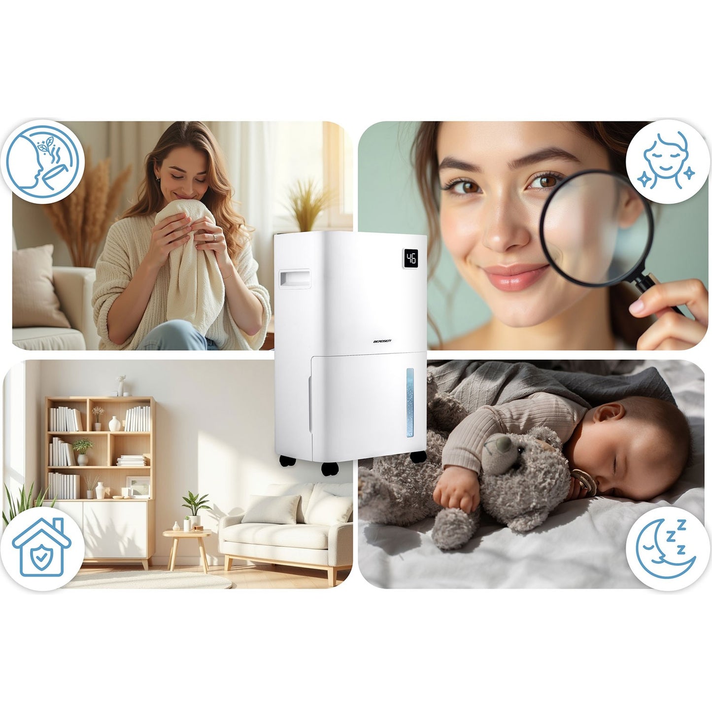 Air Dehumidifier with Wi-Fi, 20L/Day Capacity, White