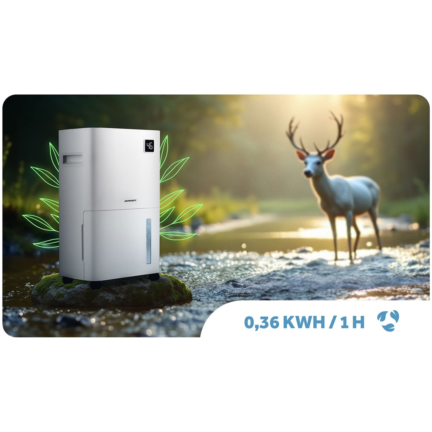 Air Dehumidifier with Wi-Fi, 20L/Day Capacity, White