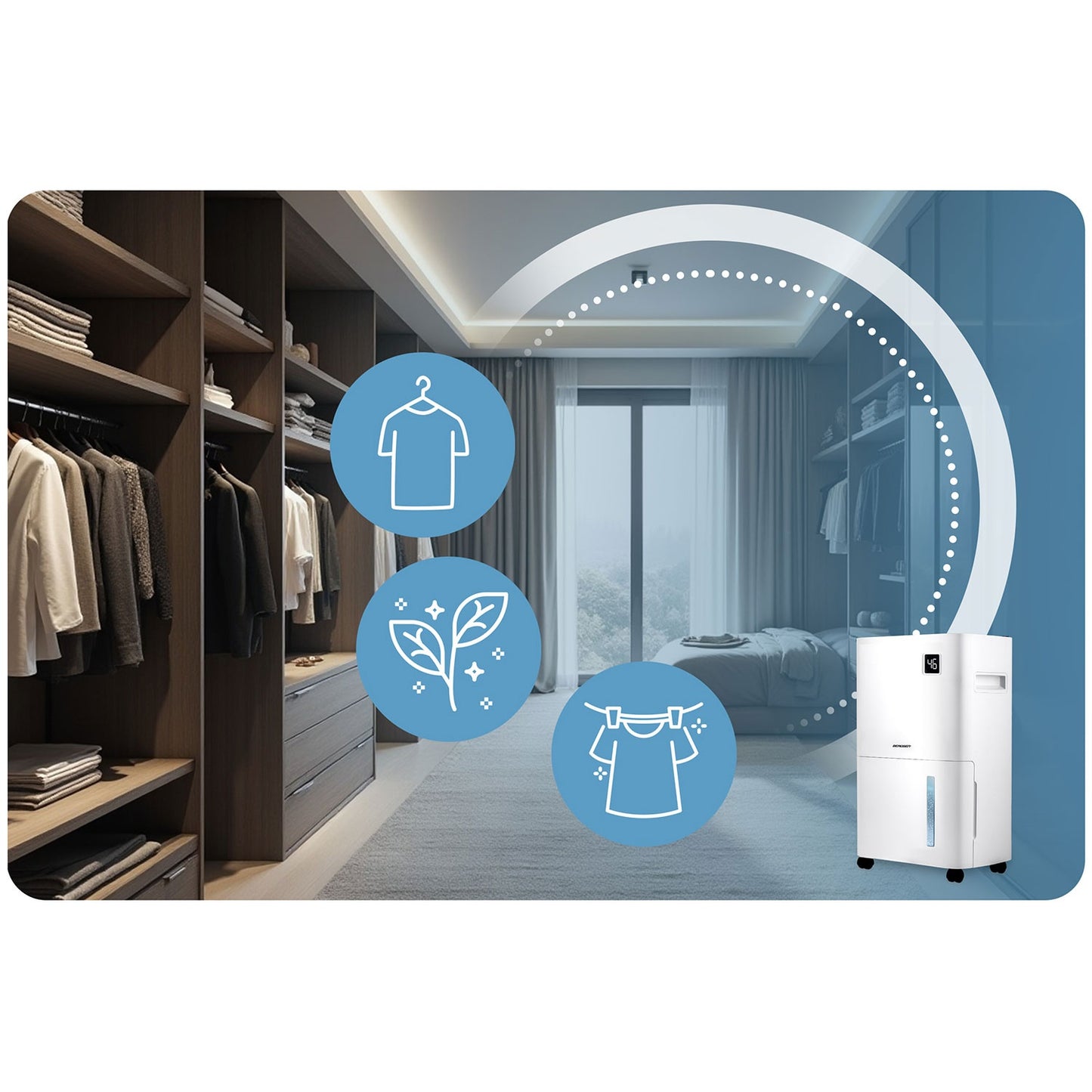 Air Dehumidifier with Wi-Fi, 20L/Day Capacity, White