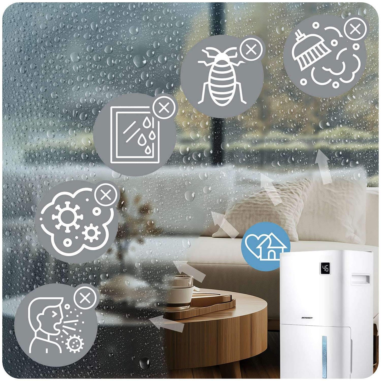 Air Dehumidifier with Wi-Fi, 20L/Day Capacity, White