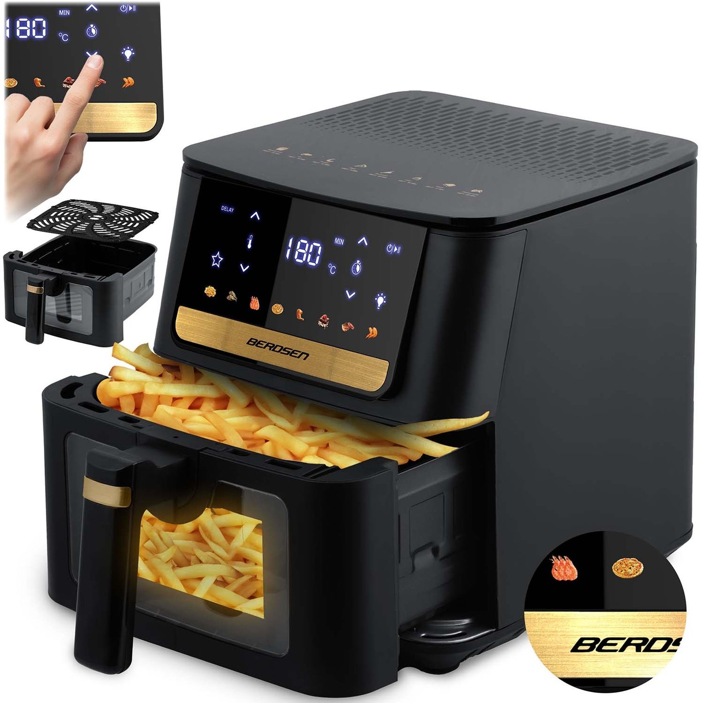 Air Fryer, 6.5L, 1700W, Touchscreen, Black