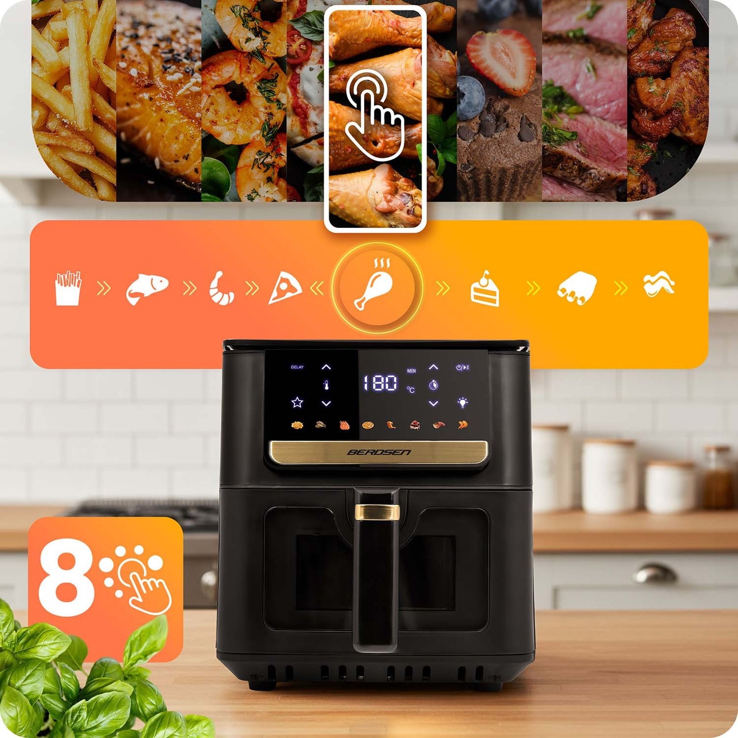 Air Fryer, 6.5L, 1700W, Touchscreen, Black