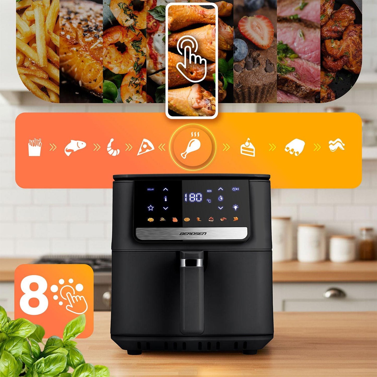 Air Fryer, 6.5L, 1700W, Touchscreen, Black