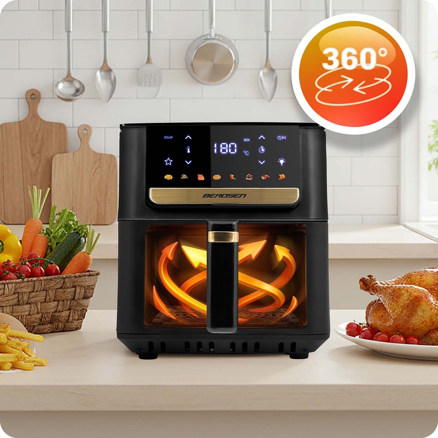 Air Fryer, 6.5L, 1700W, Touchscreen, Black