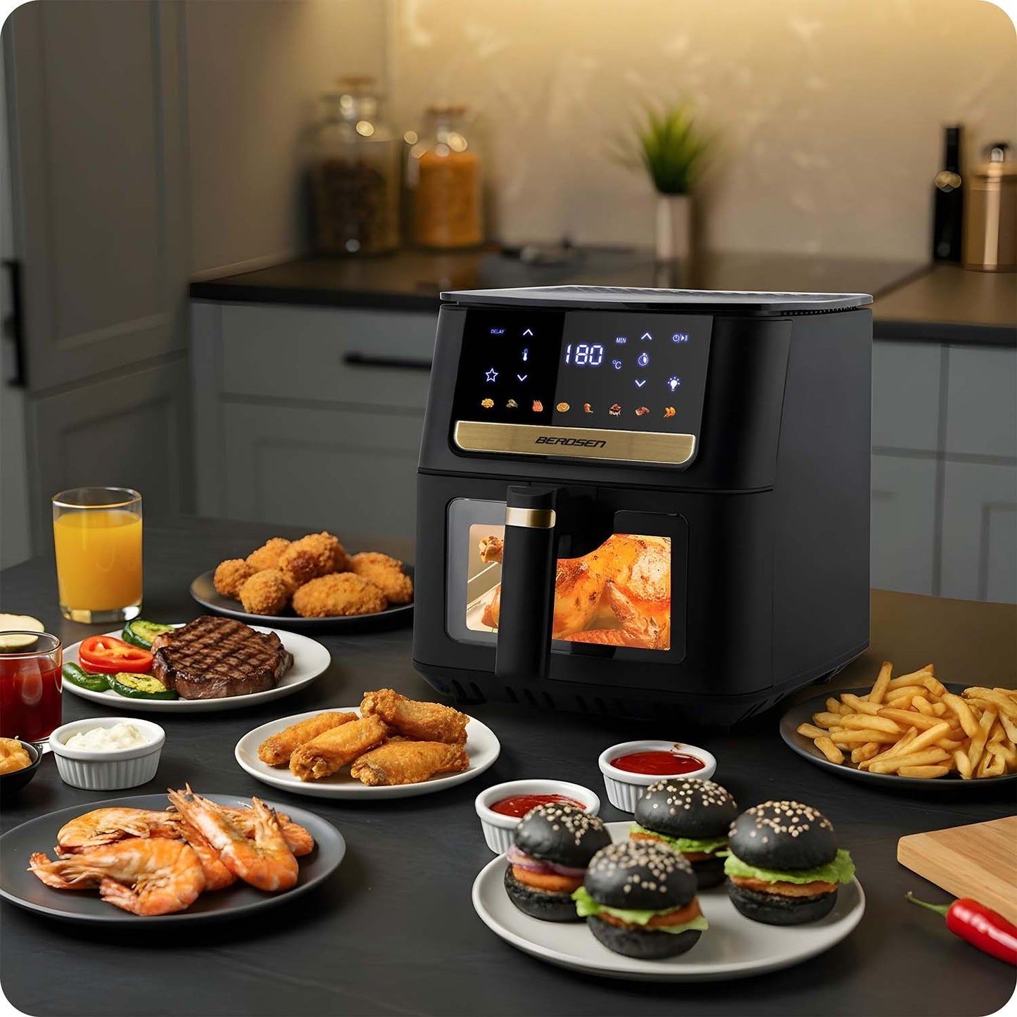 Air Fryer, 6.5L, 1700W, Touchscreen, Black