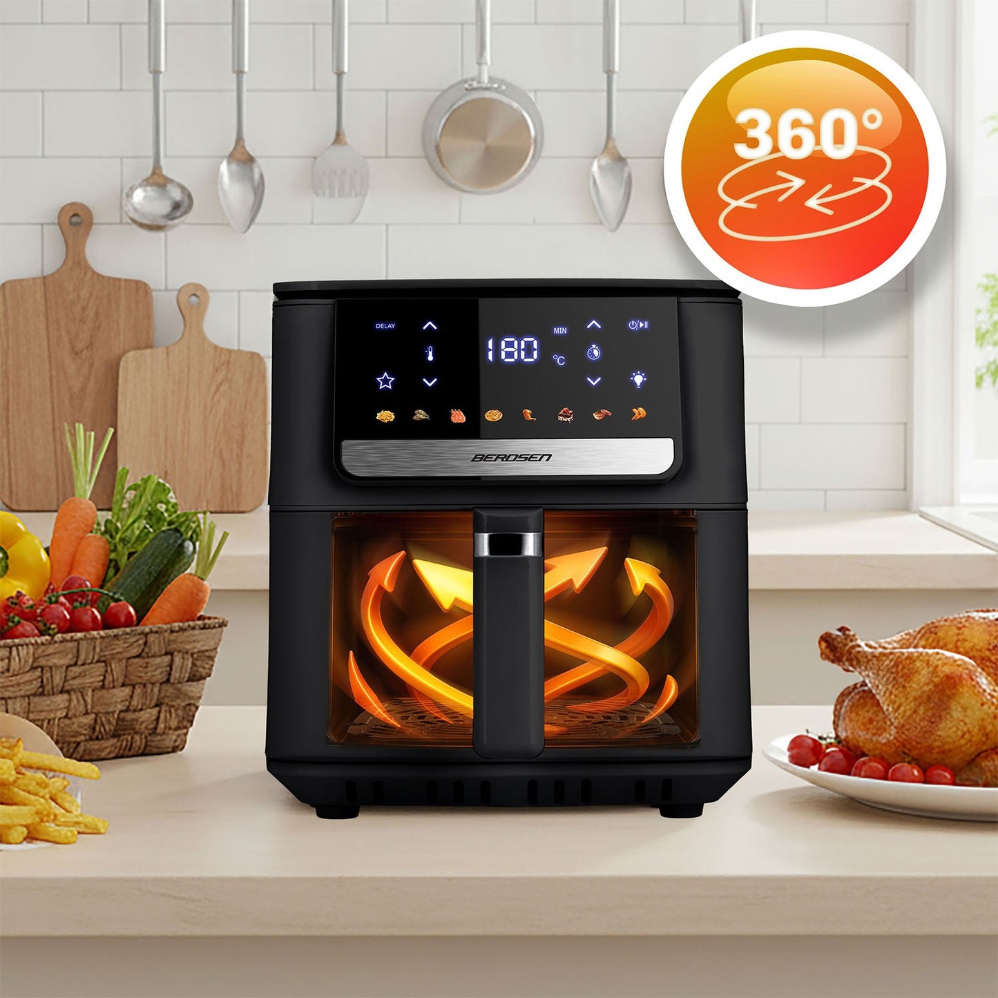 Air Fryer, 6.5L, 1700W, Touchscreen, Black