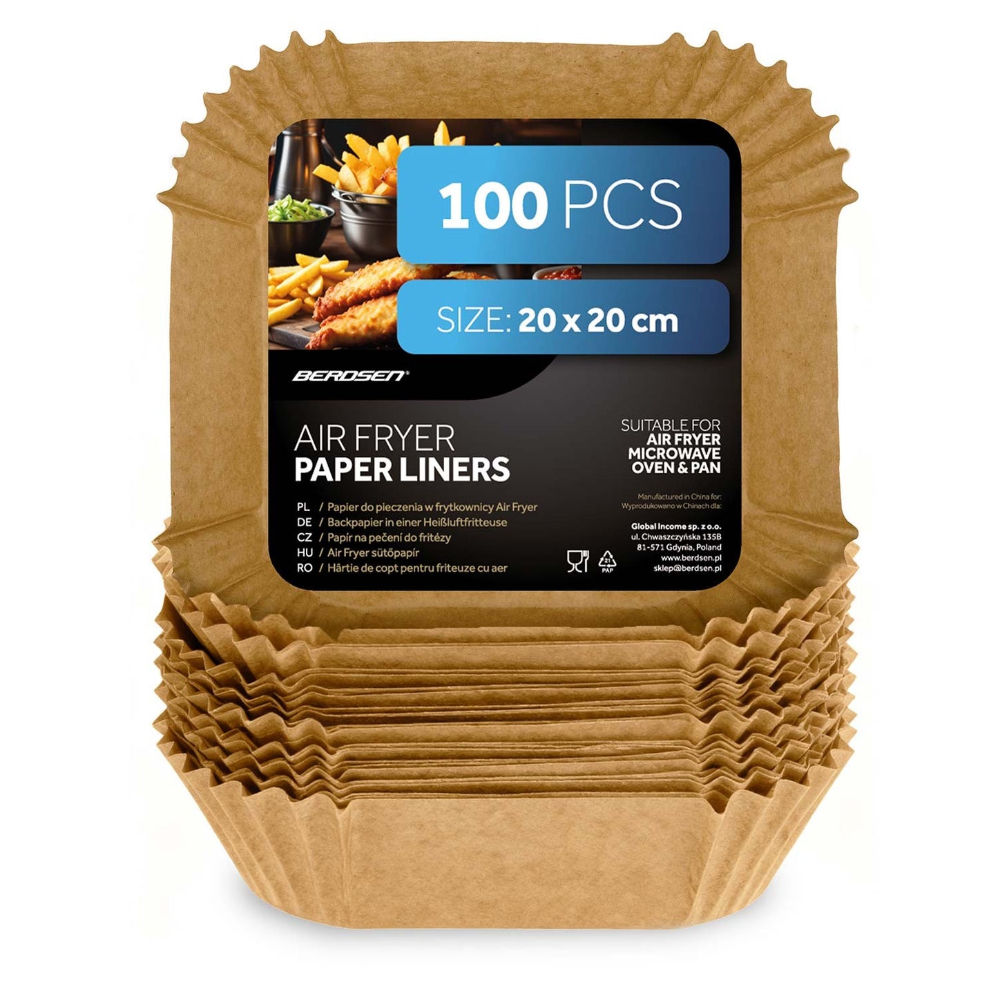 Air Fryer Baking Paper Liners, 20x20 cm, 100 Pack