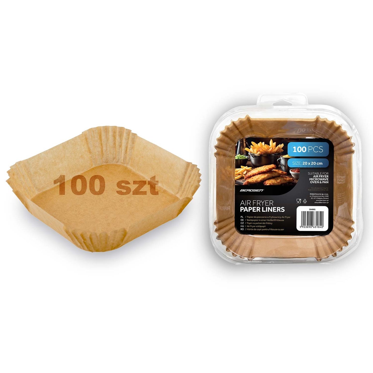 Air Fryer Baking Paper Liners, 20x20 cm, 100 Pack