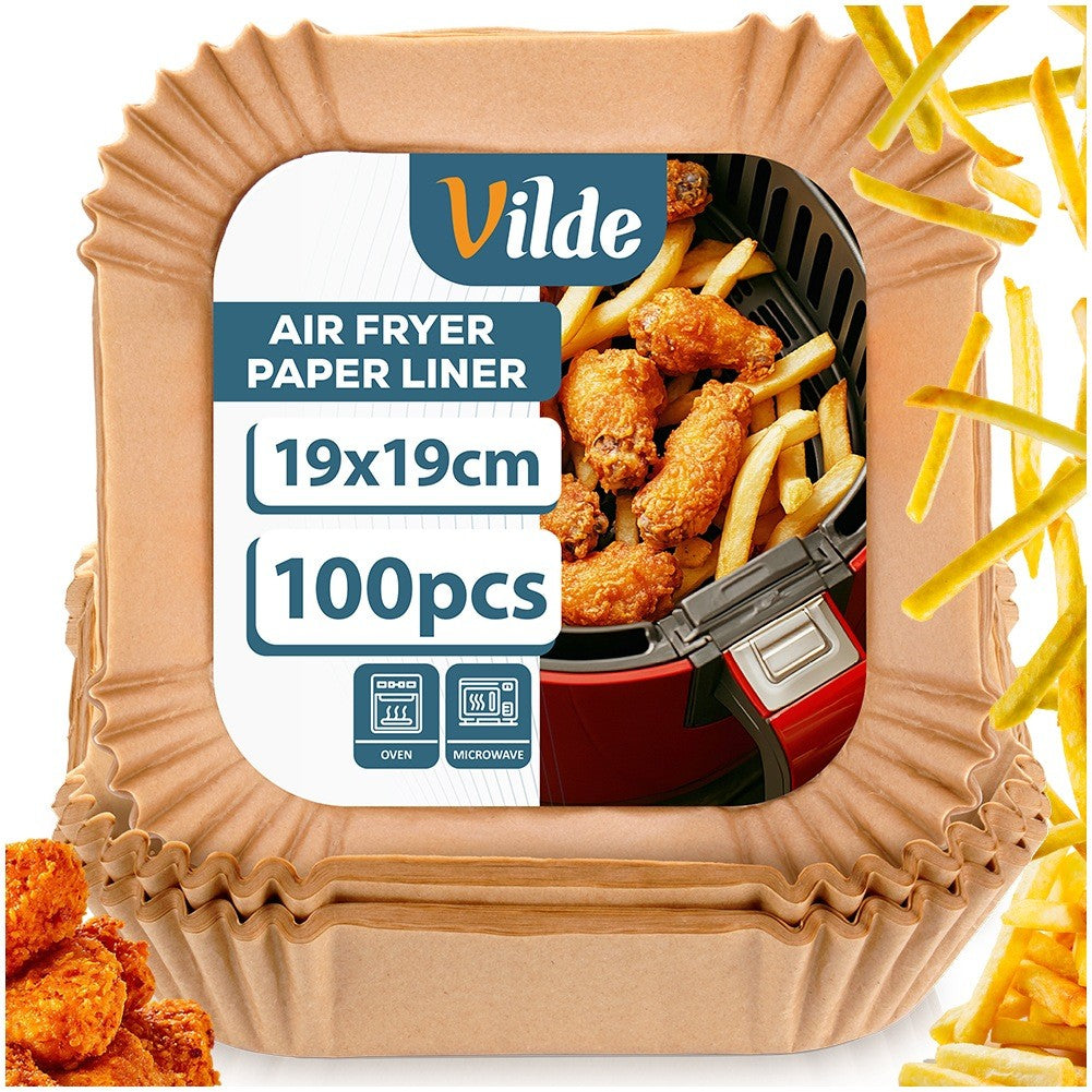 Air Fryer Paper Liners, Square, 19x19 cm, 100 Pack