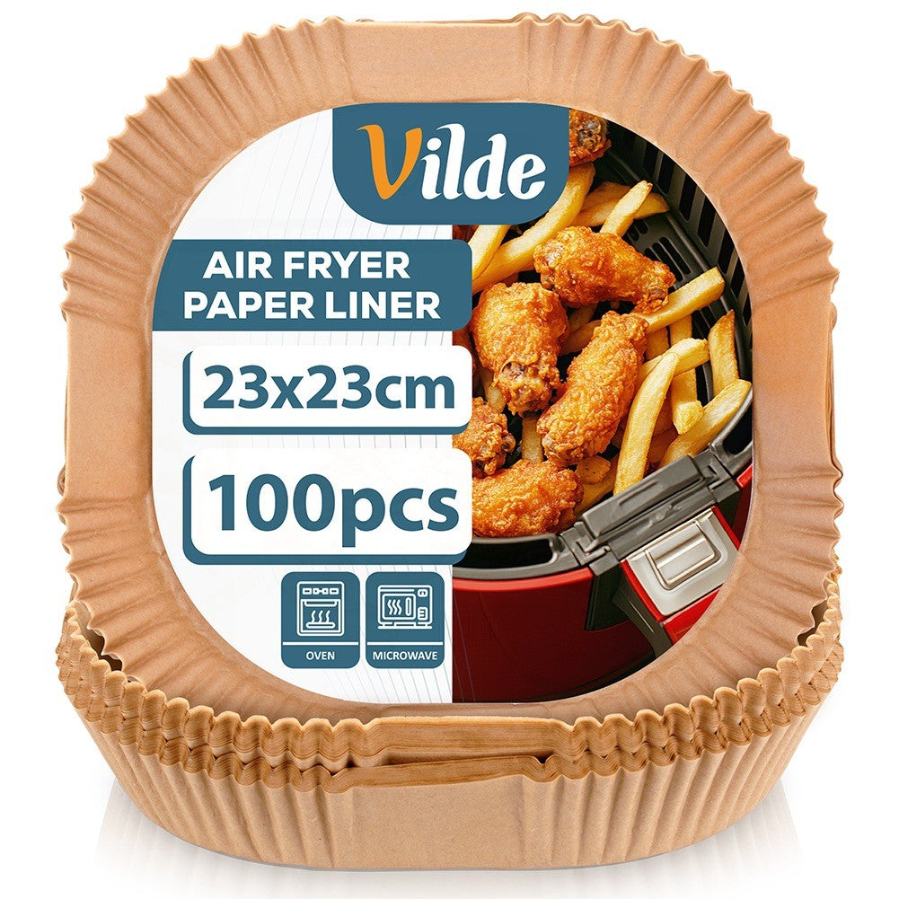 Air Fryer Paper Liners, Square, 23x23 cm, 100 Pack