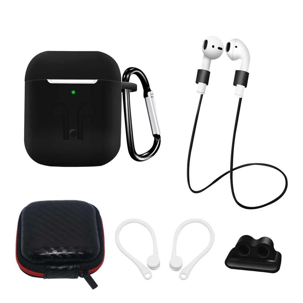 AirPods 2 / AirPods 1 Silicone Case Set - Black