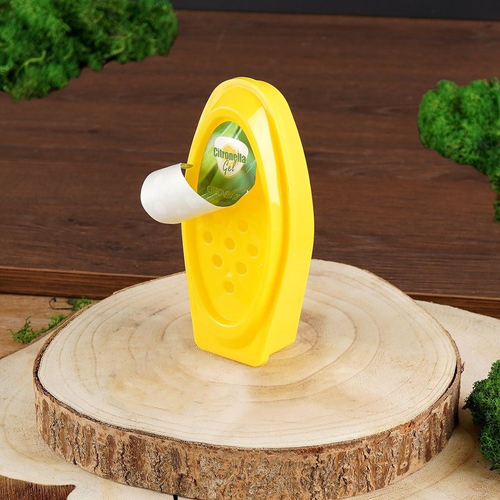 Air freshener in jelly form with citronella scent, deters mosquitoes