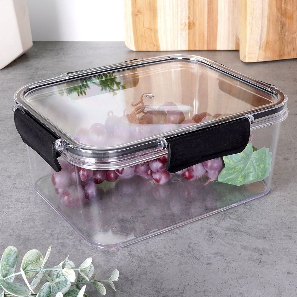 Airtight container with rubber seal and clamps