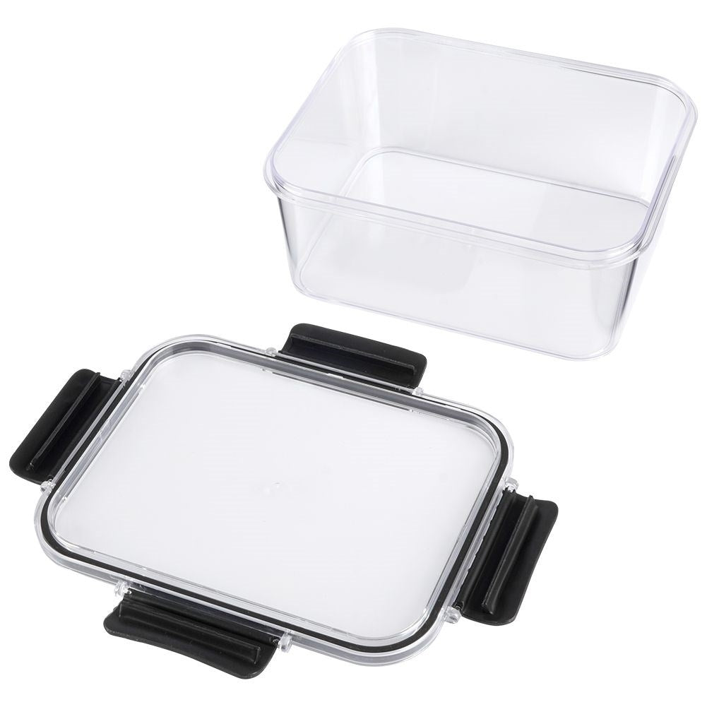 Airtight container with rubber seal and clamps