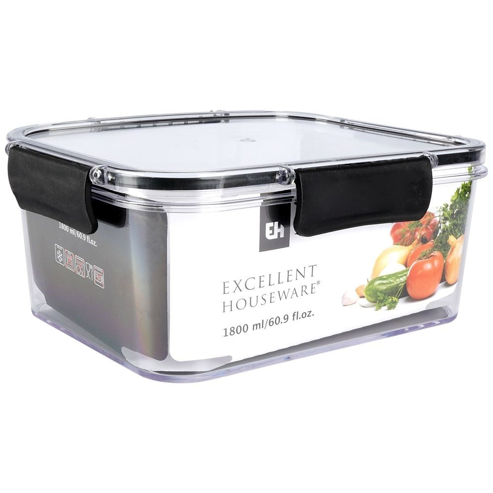 Airtight container with rubber seal and clamps