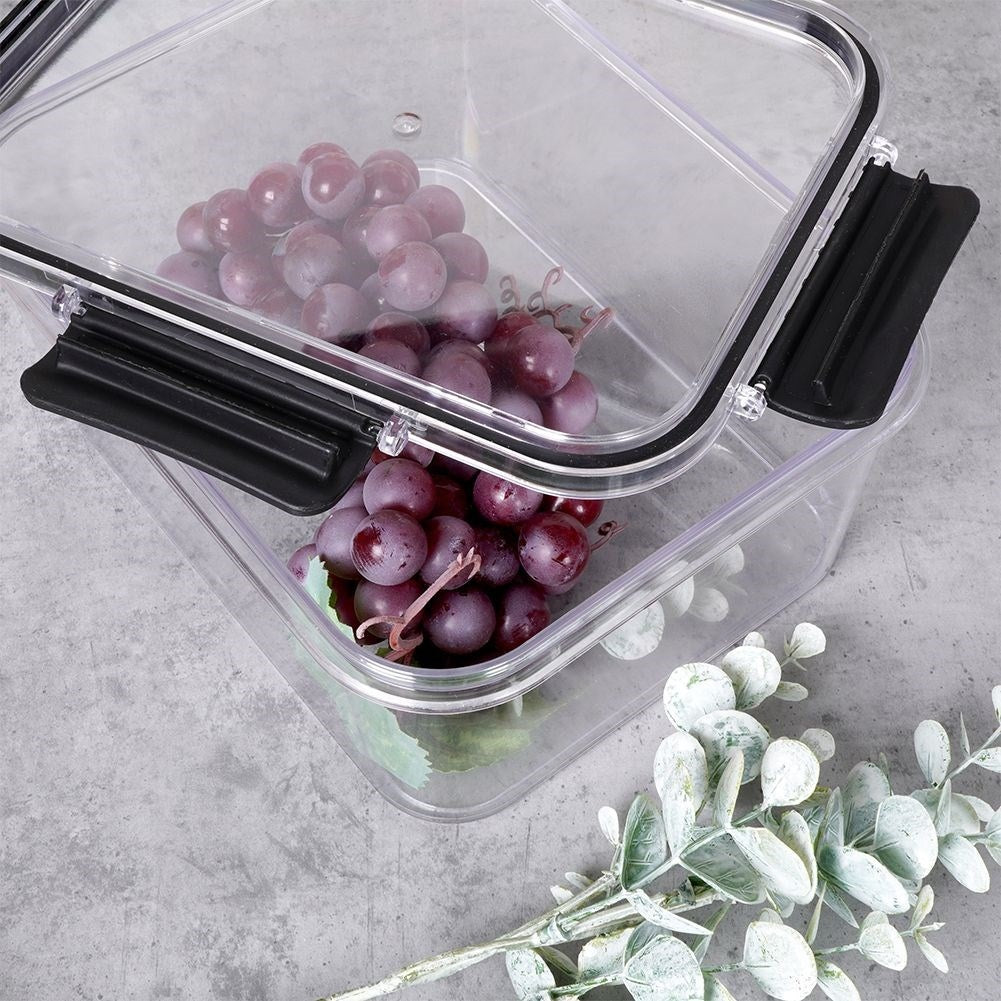 Airtight container with rubber seal and clamps
