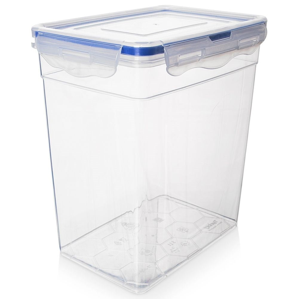 Airtight container with rubber seal and four clamps