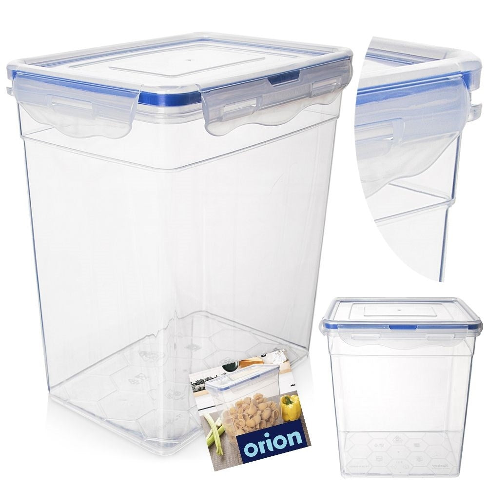 Airtight container with rubber seal and four clamps