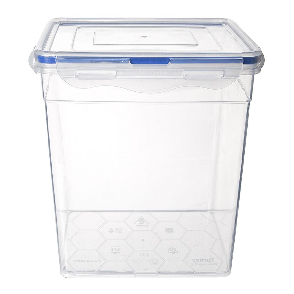 Airtight container with rubber seal and four clamps
