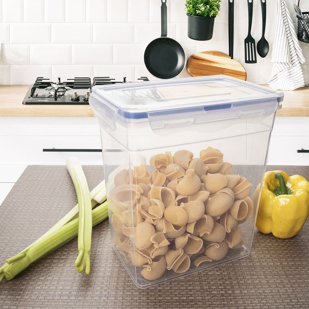 Airtight container with rubber seal and four clamps