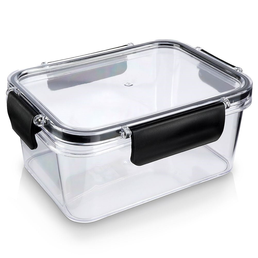 Airtight lunch box with rubber seal and four clips