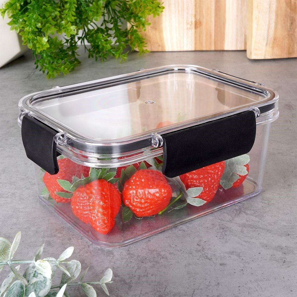 Airtight lunch box with rubber seal and four clips