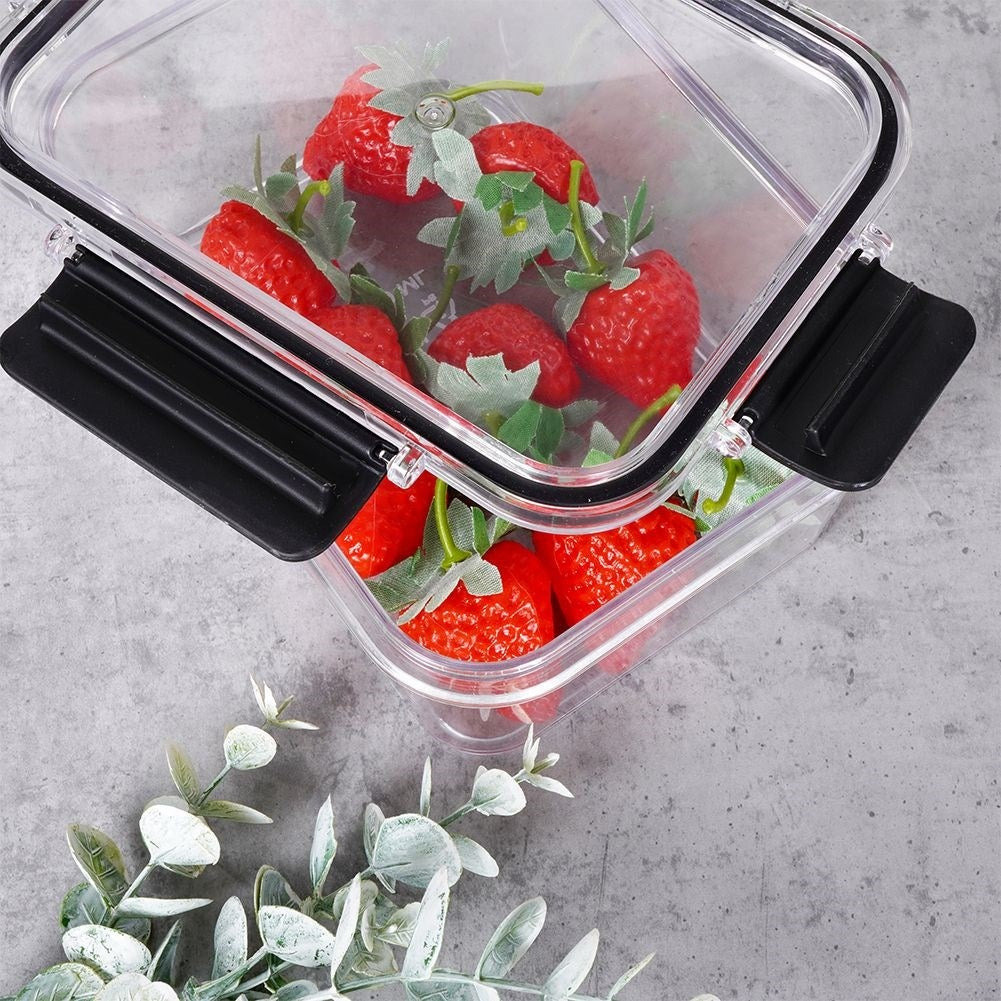 Airtight lunch box with rubber seal and four clips