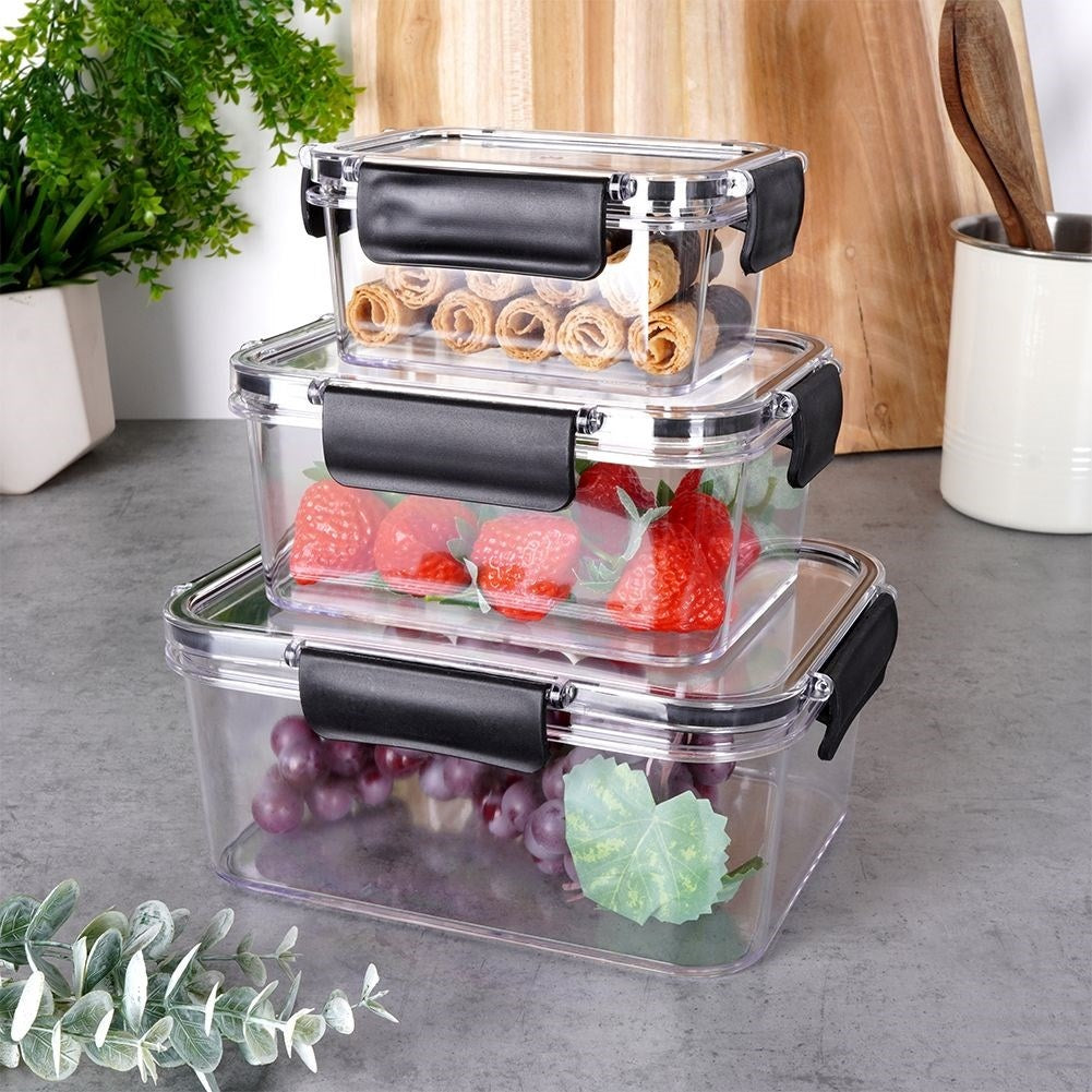 Airtight lunch box with rubber seal and four clips
