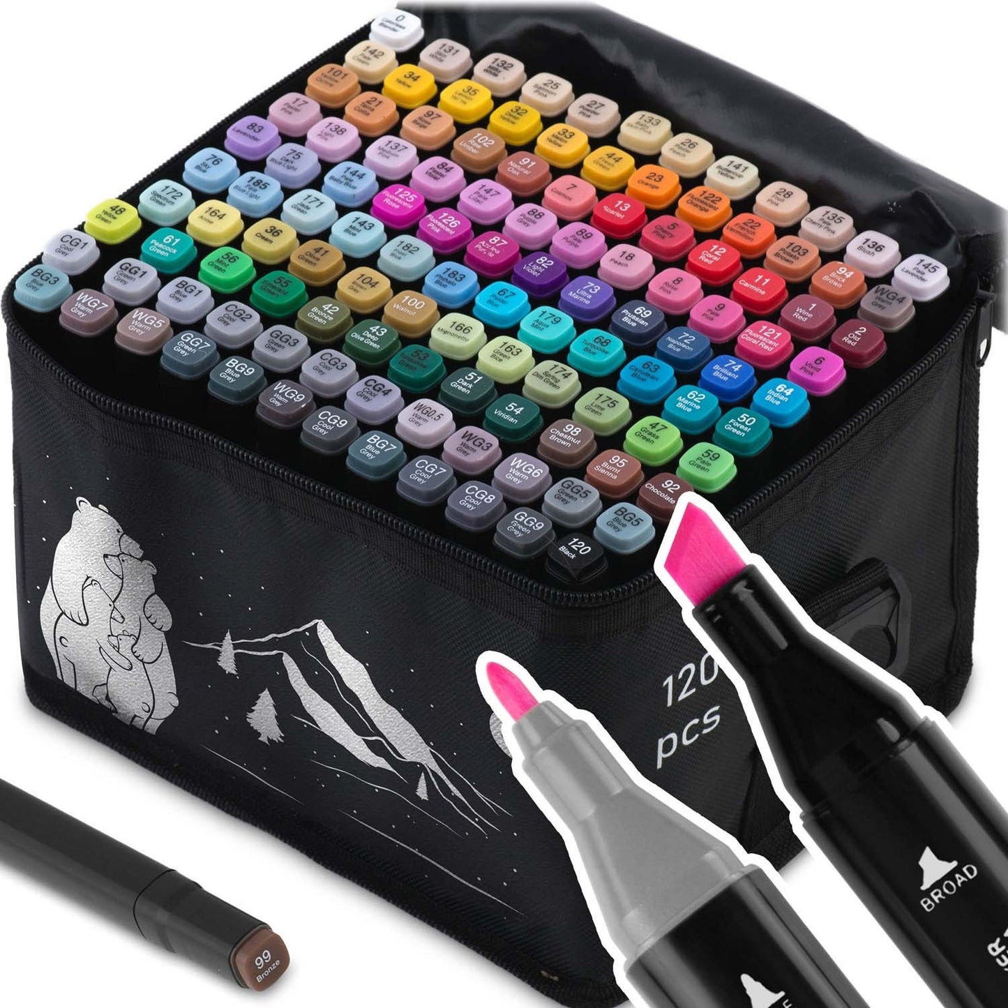 Alcohol markers with bag 120 pcs Nukido NK-913