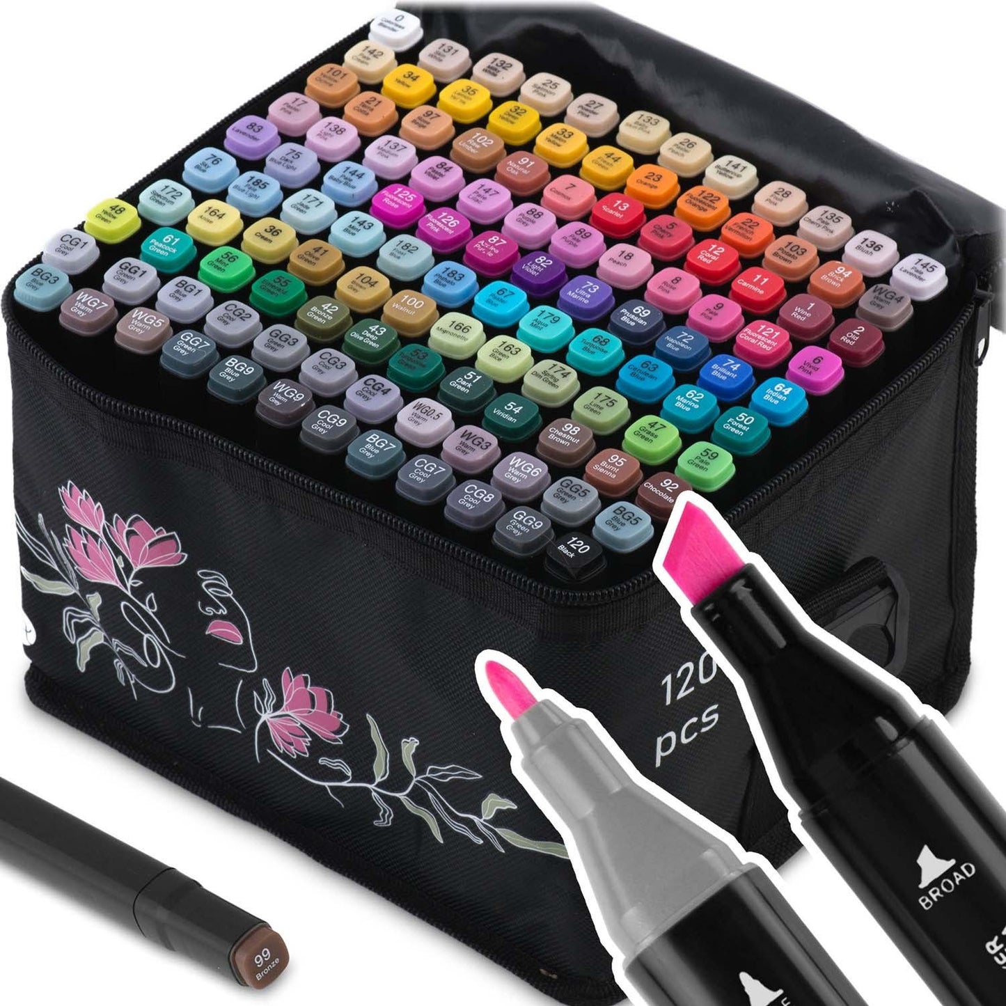 Alcohol markers with bag 120 pcs Nukido NK-913