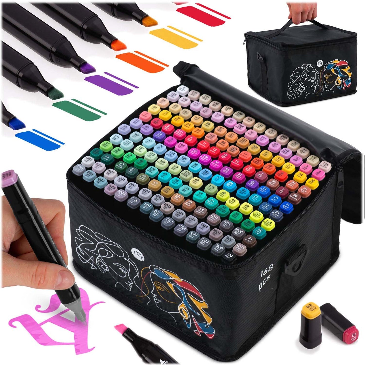 Alcohol markers with bag 168 pcs Nukido NK-914