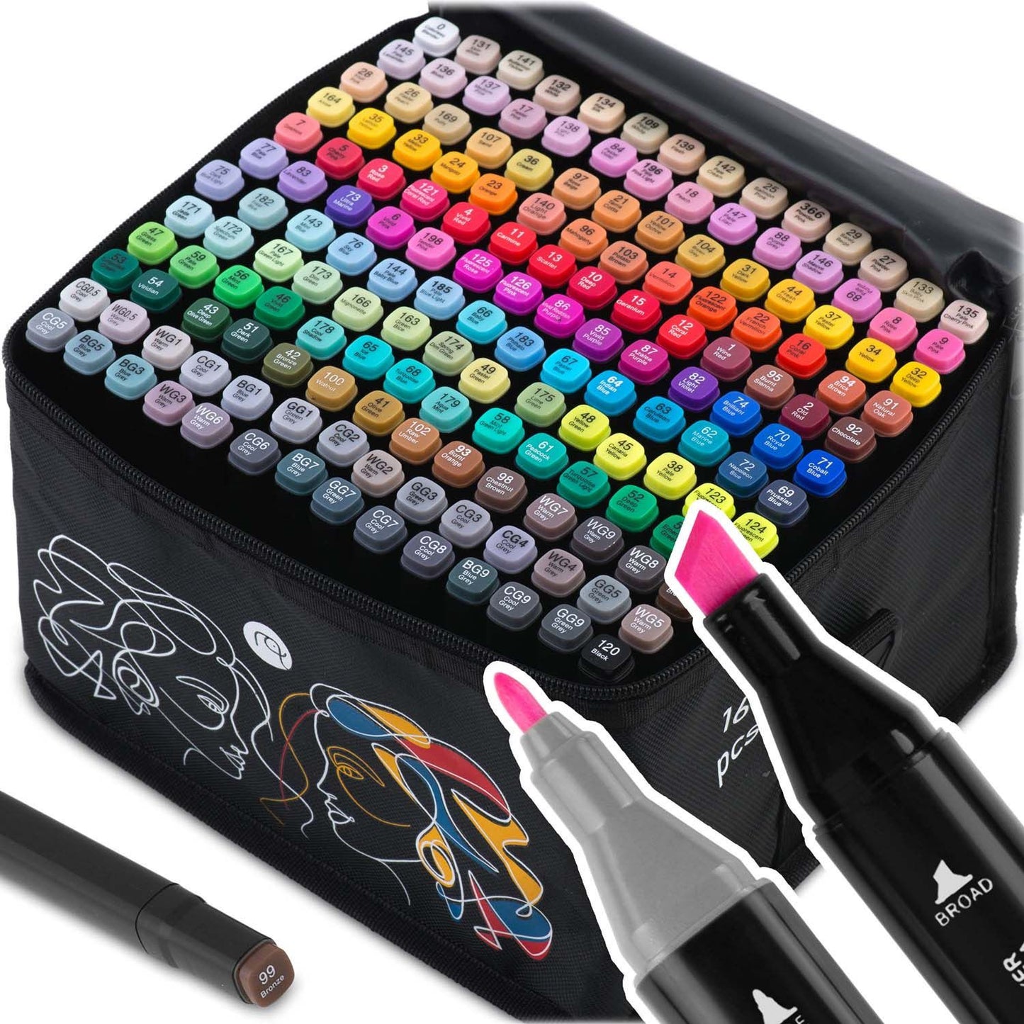 Alcohol markers with bag 168 pcs Nukido NK-914