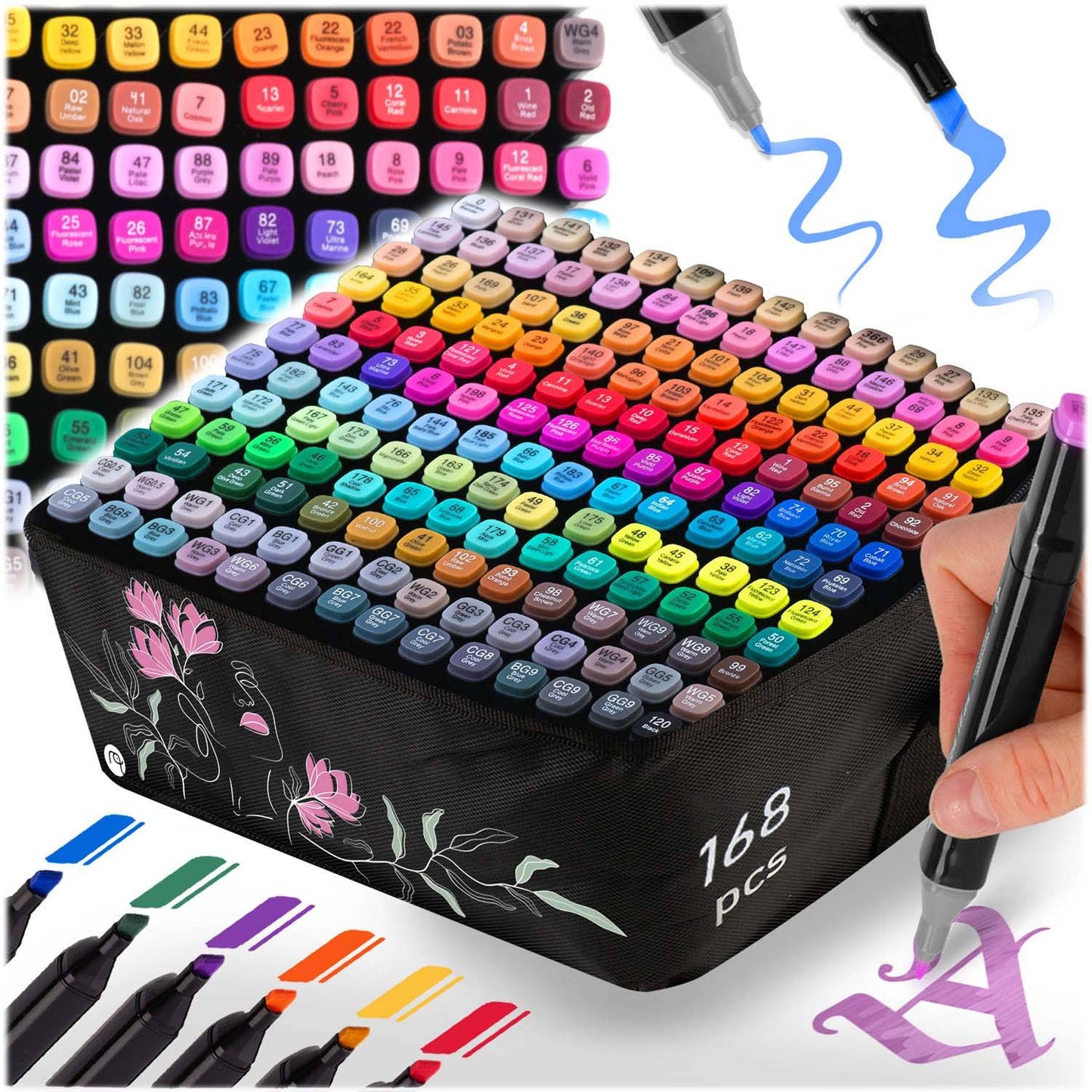 Alcohol markers with bag 168 pcs Nukido NK-914