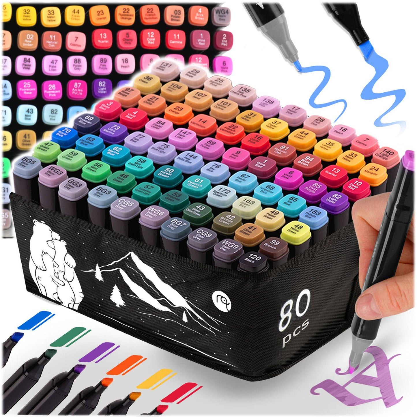 Alcohol markers with bag 80 pcs Nukido NK-912