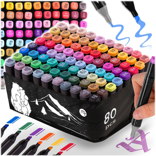 Alcohol markers with bag 80 pcs Nukido NK-912