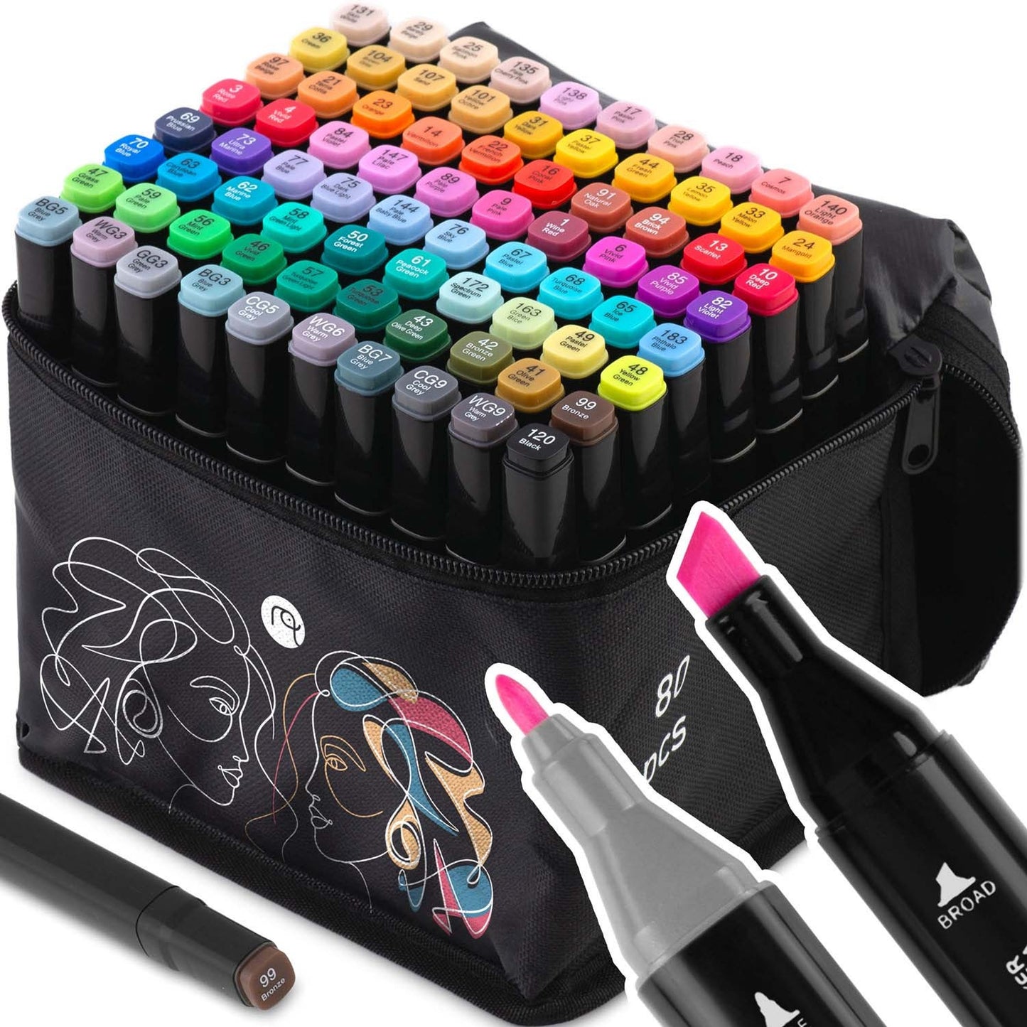 Alcohol markers with bag 80 pcs Nukido NK-912