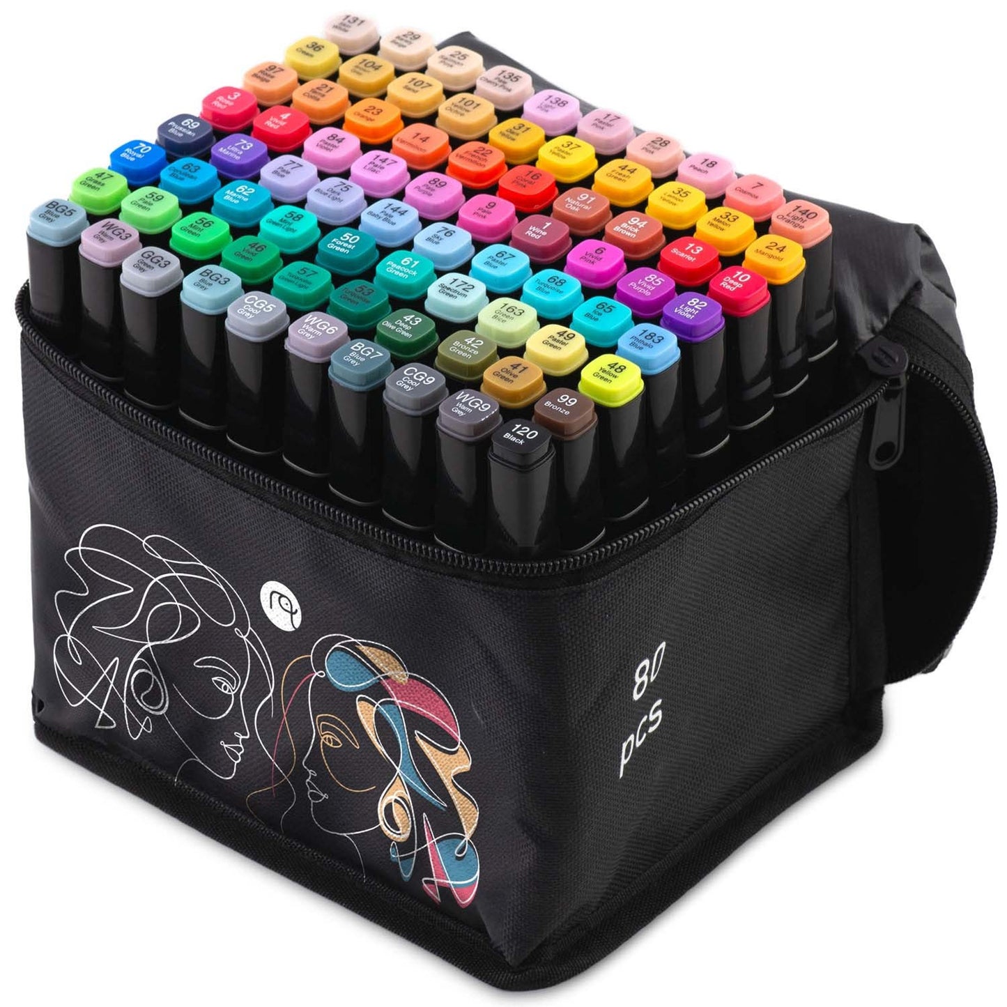 Alcohol markers with bag 80 pcs Nukido NK-912