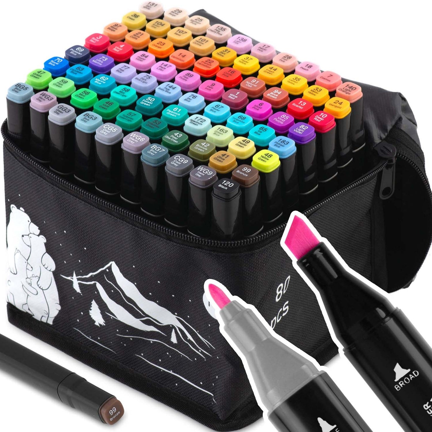 Alcohol markers with bag 80 pcs Nukido NK-912