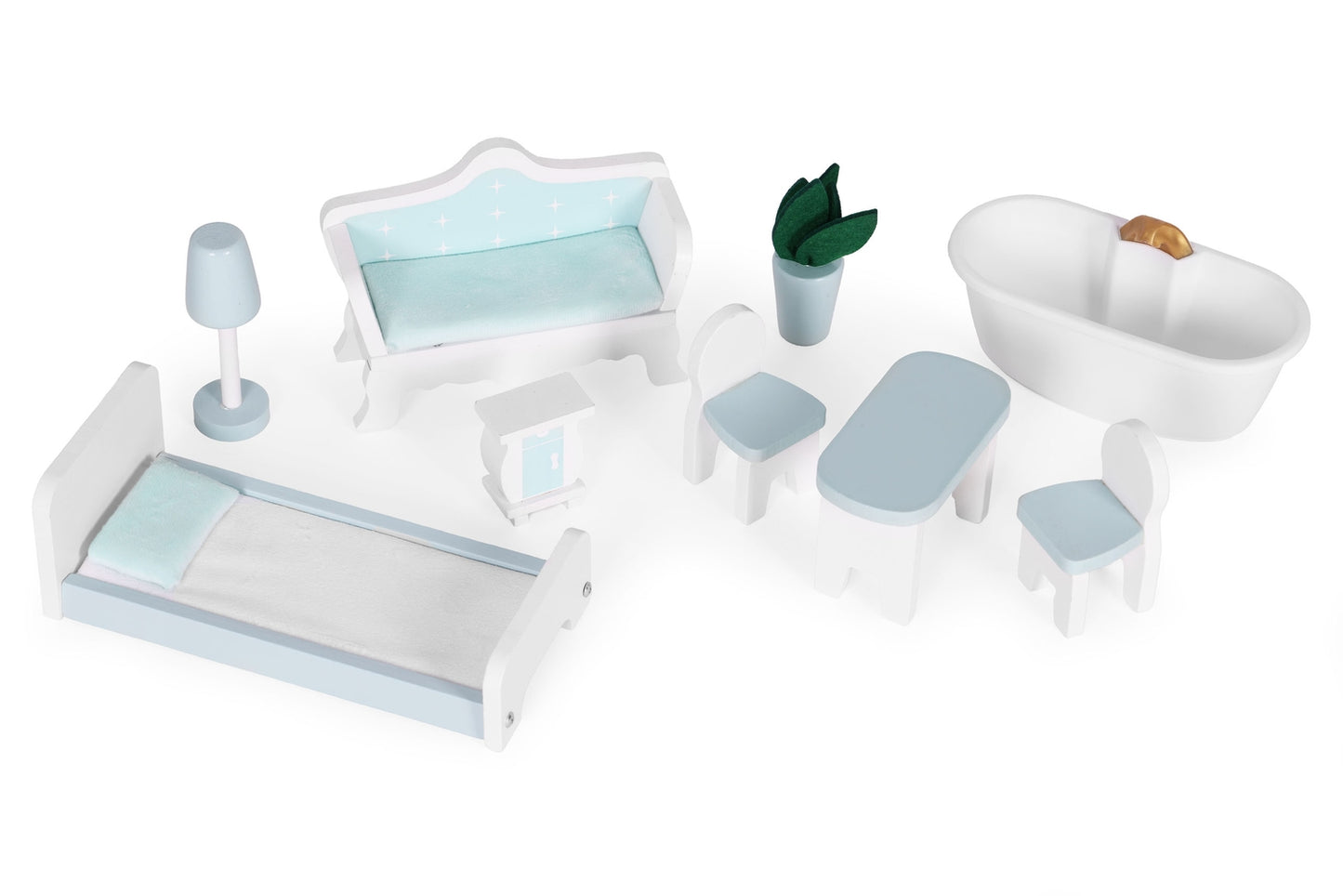 Alice Dollhouse – 3 Floors, 4 Rooms, Set with 9 Furniture Pieces ECOTOYS