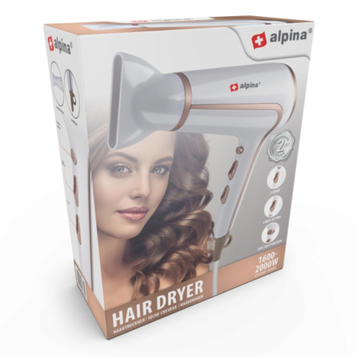 Alpina ED-88324:Hair Dryer 1600-2000W + White/Rosegold